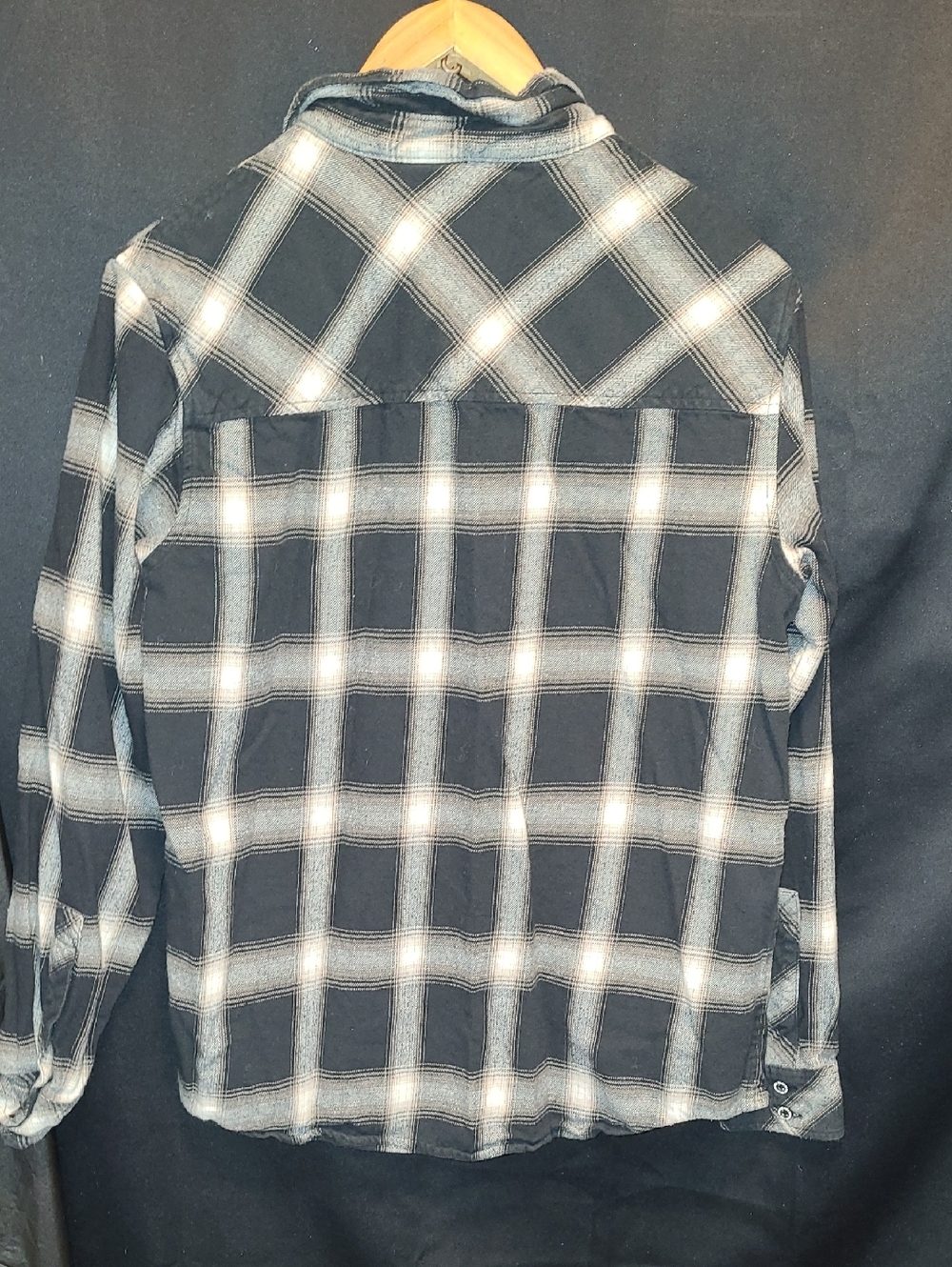 Lurking Class Plaid Flannel Hoodie Button Front Size M Black Street Grunge Skate - Picture 7 of 12